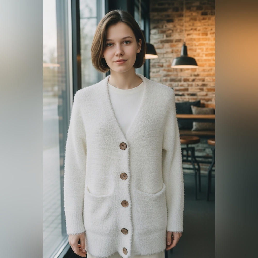 Soft Surroundings Cream Textured Cardigan - Picture 2 of 8